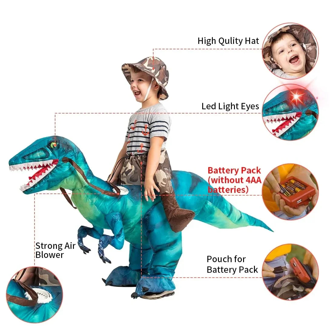 Lightweight Kids Inflatable Dinosaur Costume - Riding T Rex - Tophatter Daily Deals