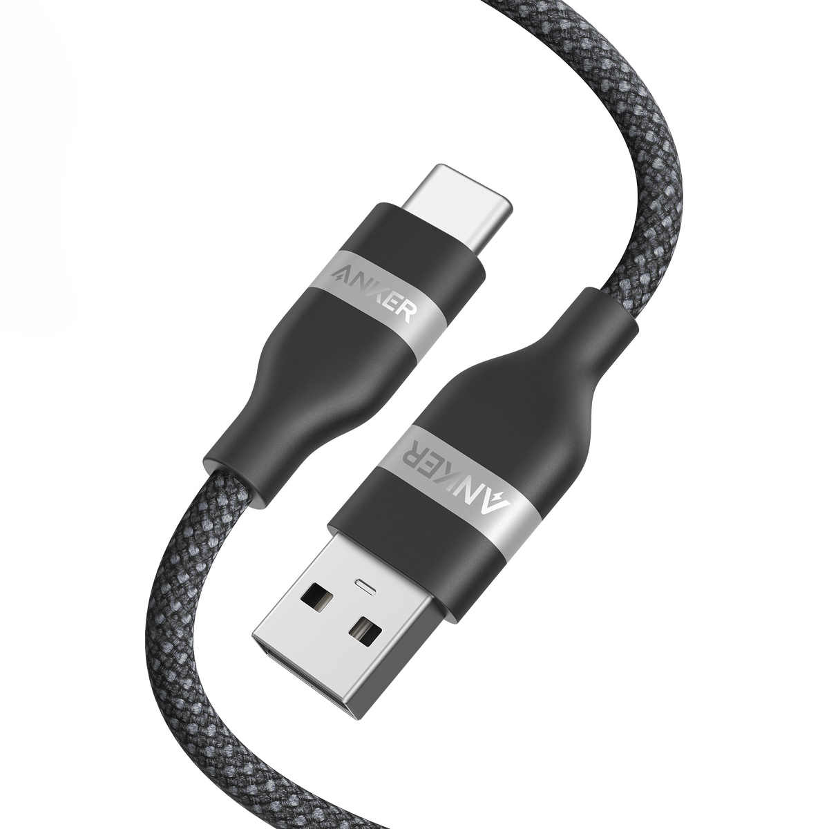 Anker USB-A to USB-C Cable (3 ft / 6 ft, Upcycled-Braided) Black 3 ft Batteries & Power Accessories - Tophatter Daily Deals