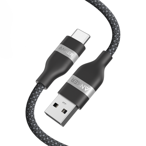 Anker USB-A to USB-C Cable (3 ft / 6 ft, Upcycled-Braided) Black 3 ft Batteries & Power Accessories - Tophatter Daily Deals