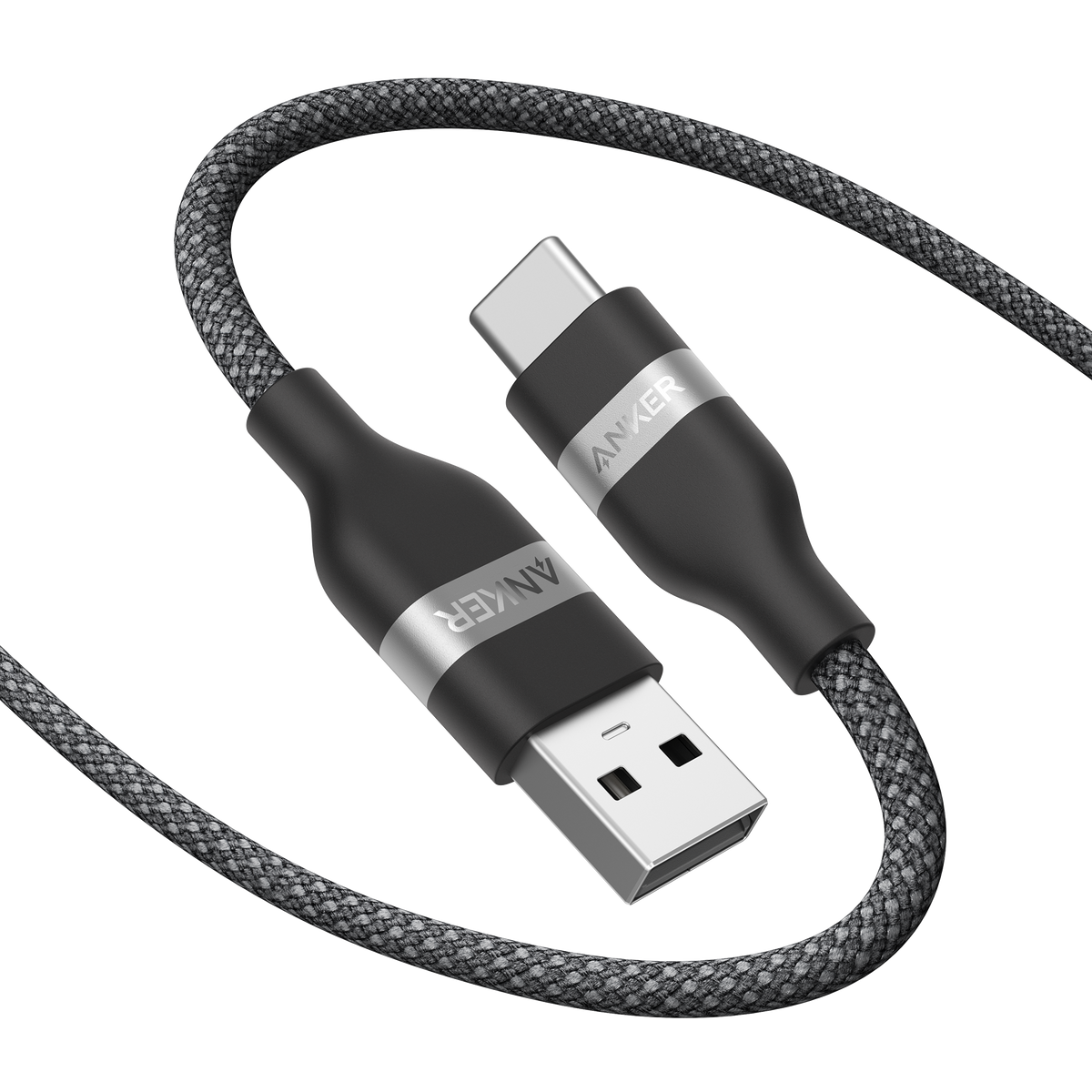 Anker USB-A to USB-C Cable (3 ft / 6 ft, Upcycled-Braided) Black 6 ft Batteries & Power Accessories - Tophatter Daily Deals