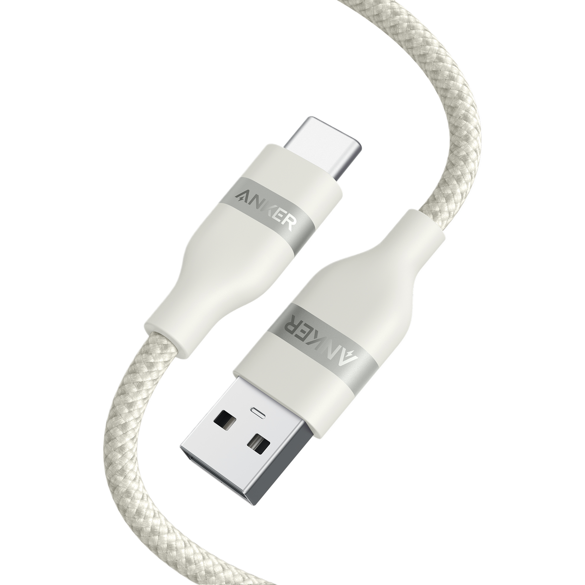 Anker USB-A to USB-C Cable (3 ft / 6 ft, Upcycled-Braided) White 3 ft Batteries & Power Accessories - Tophatter Daily Deals