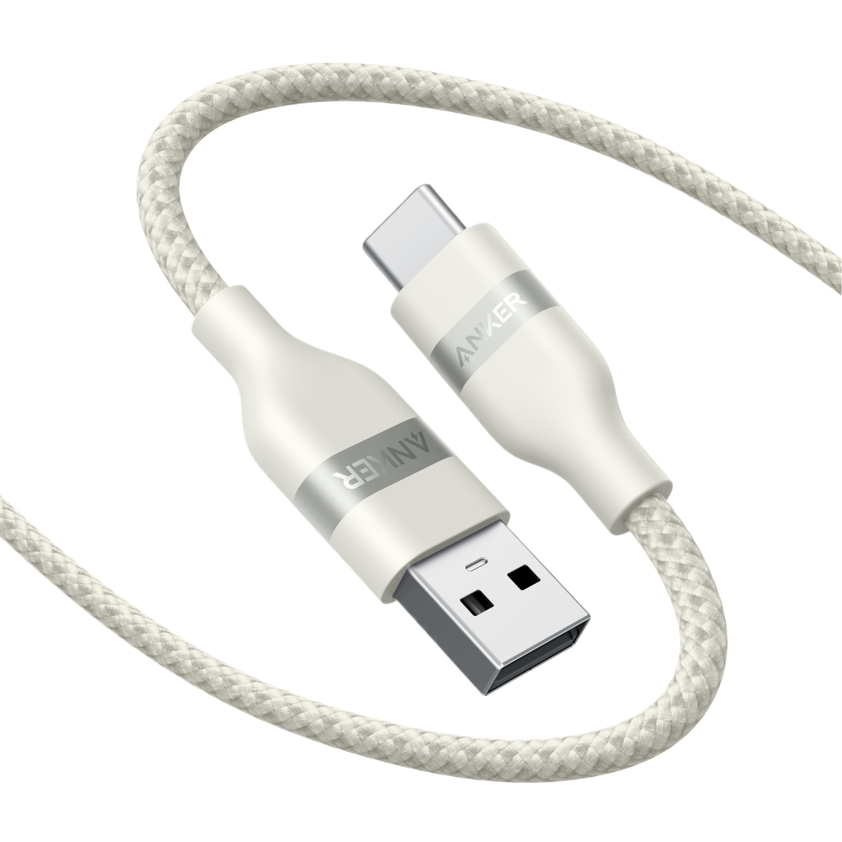 Anker USB-A to USB-C Cable (3 ft / 6 ft, Upcycled-Braided) White 6 ft Batteries & Power Accessories - Tophatter Daily Deals