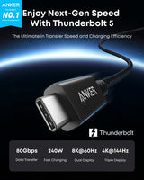 Anker Prime Thunderbolt 5 Cable (3.3 ft / 1.7 ft, 80 Gbps, 240W) Batteries & Power Accessories - Tophatter Daily Deals