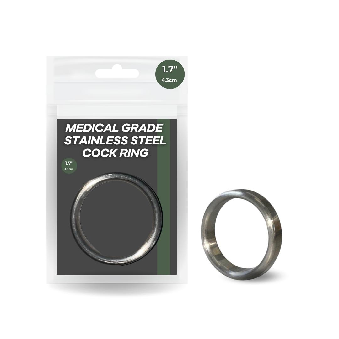 1.7 Inch Medical Grade Stainless Steel Cock Ring Silver 4.3 cm Diameter > Cock Ring > Metal - Tophatter Daily Deals