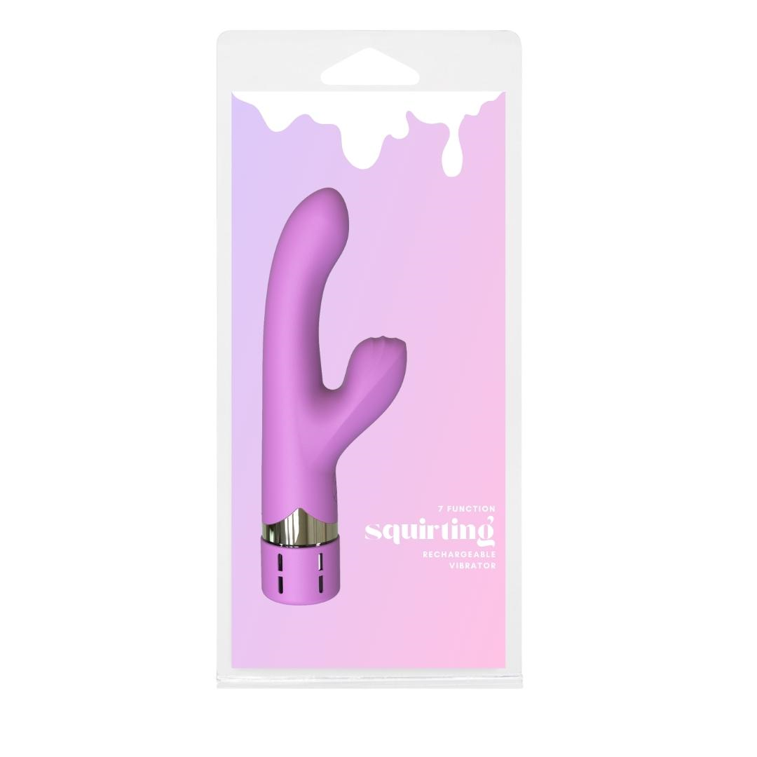 Squirting Vibrator Pink Silicone Ribbed Clitoral Stimulator Magnetic Rechargeable > Vibrators > Ladies > Rabbit Multi - Tophatter Daily Deals