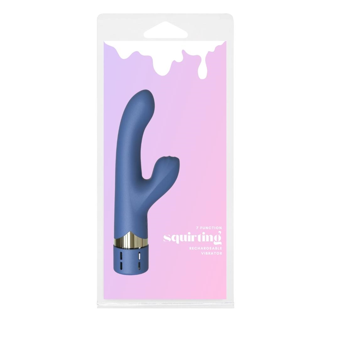 Squirting Vibrator Blue Silicone Ribbed Clitoral Stimulator with 7 Vibration Functions and Magnetic Rechargeable > Vibrators > Ladies > Rabbit Multi - Tophatter Daily Deals