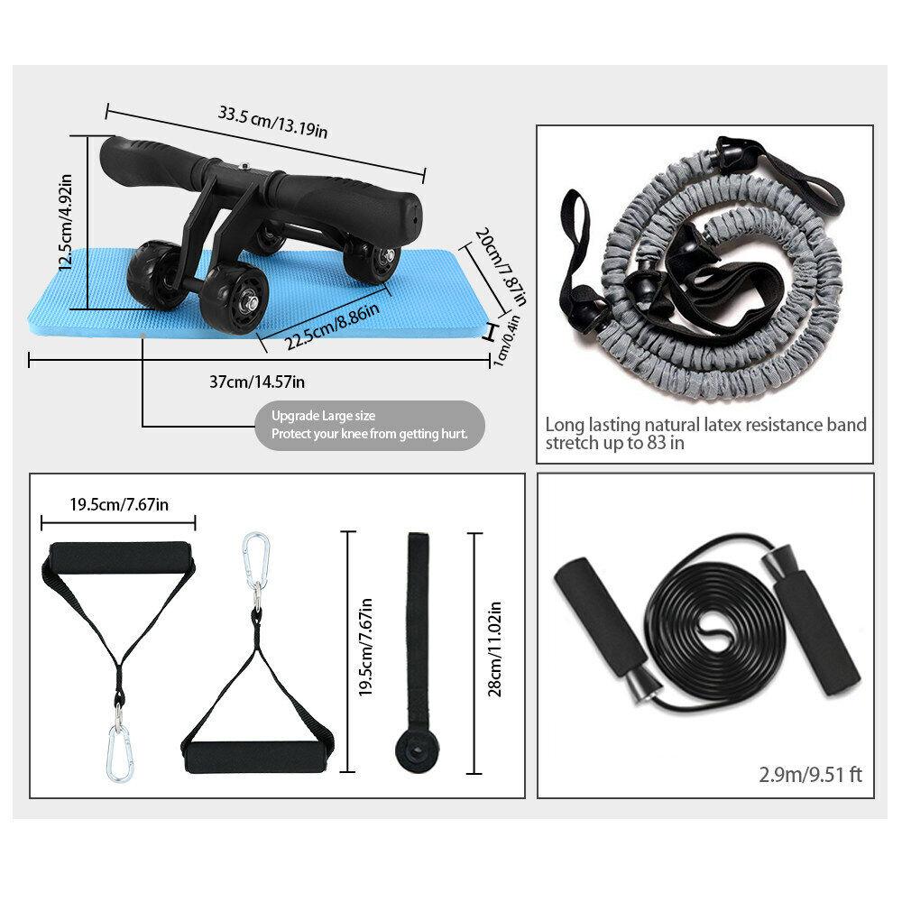 Best Ab Machine for Home - AB Roller Set 6 in 1 Fitness Kit, Resistance Band, Jump Rope Set Exercise & Fitness - Tophatter Daily Deals