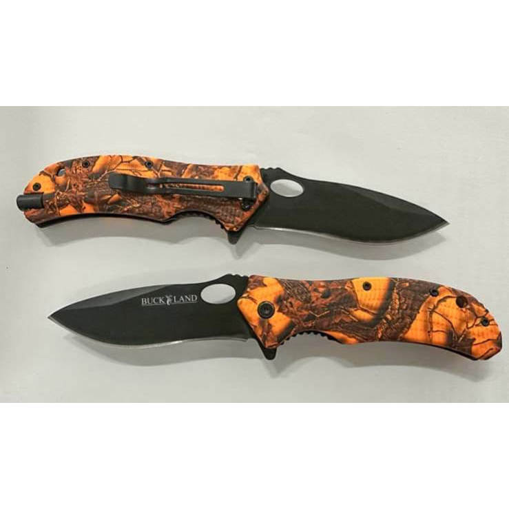 Buckland - Orange Camo Firestarter Folding Knife Folding Knife - Tophatter Daily Deals