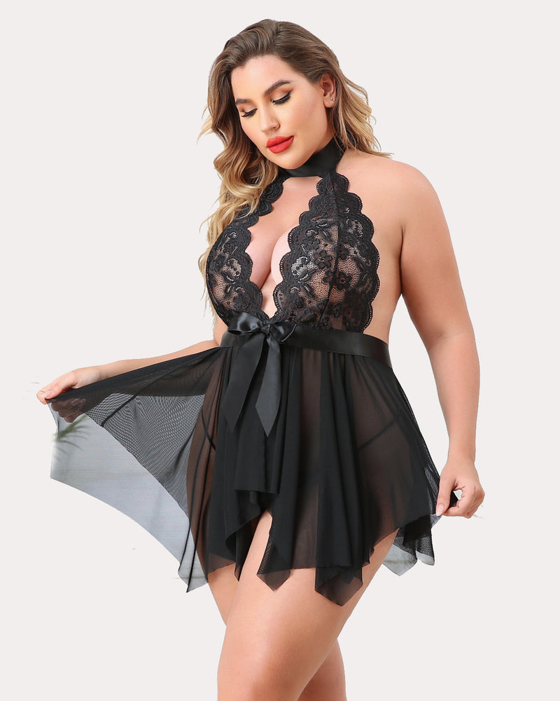 Plus Size Babydoll Teddy Lingerie Sets-Plus size - Tophatter Daily Deals