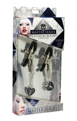 Master Series Charmed Heart Padlock Nipple Clamps Nipple Clamps - Tophatter Daily Deals