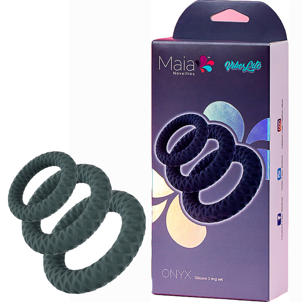 Maia ONYX 3-Piece Penis Ring Set Multi-Sizes Available > Cock Ring > Sets - Tophatter Daily Deals