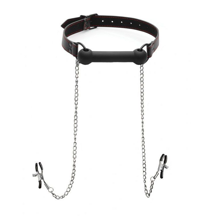 Silicone Bit Gag with Adjustable Nipple Clamps – Silicone BDSM Accessory > Bondage Gear > Gags and Bits - Tophatter Daily Deals
