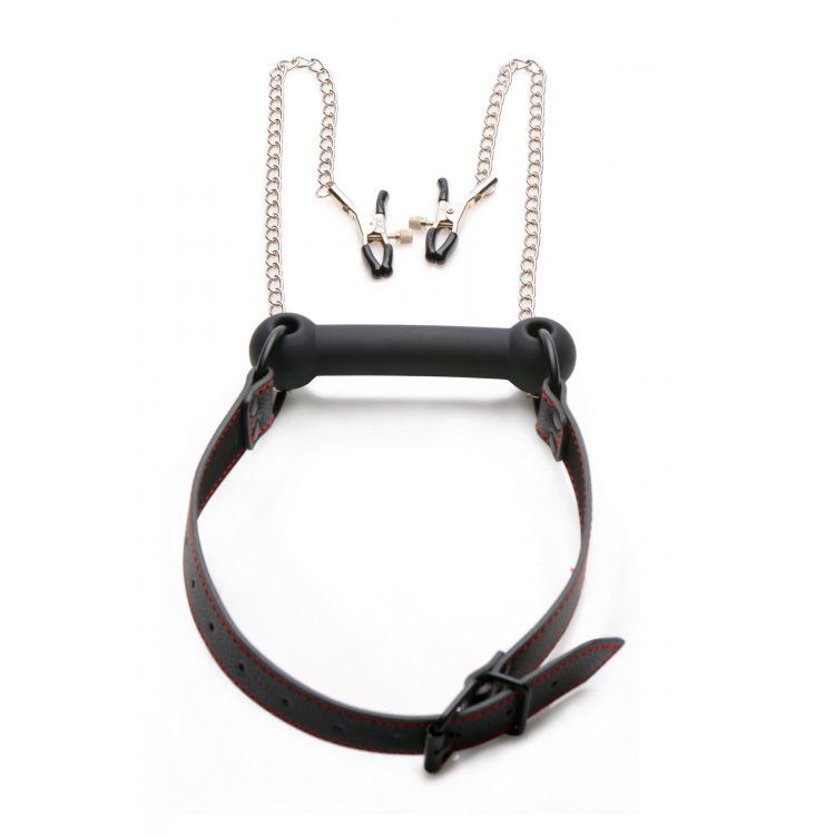 Silicone Bit Gag with Adjustable Nipple Clamps – Silicone BDSM Accessory > Bondage Gear > Gags and Bits - Tophatter Daily Deals