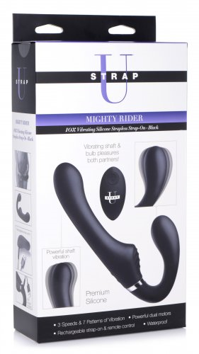 Mighty Rider 10X Strapless Strap-On Black with Remote Control > Dildos > Strapless Strap Ons - Tophatter Daily Deals