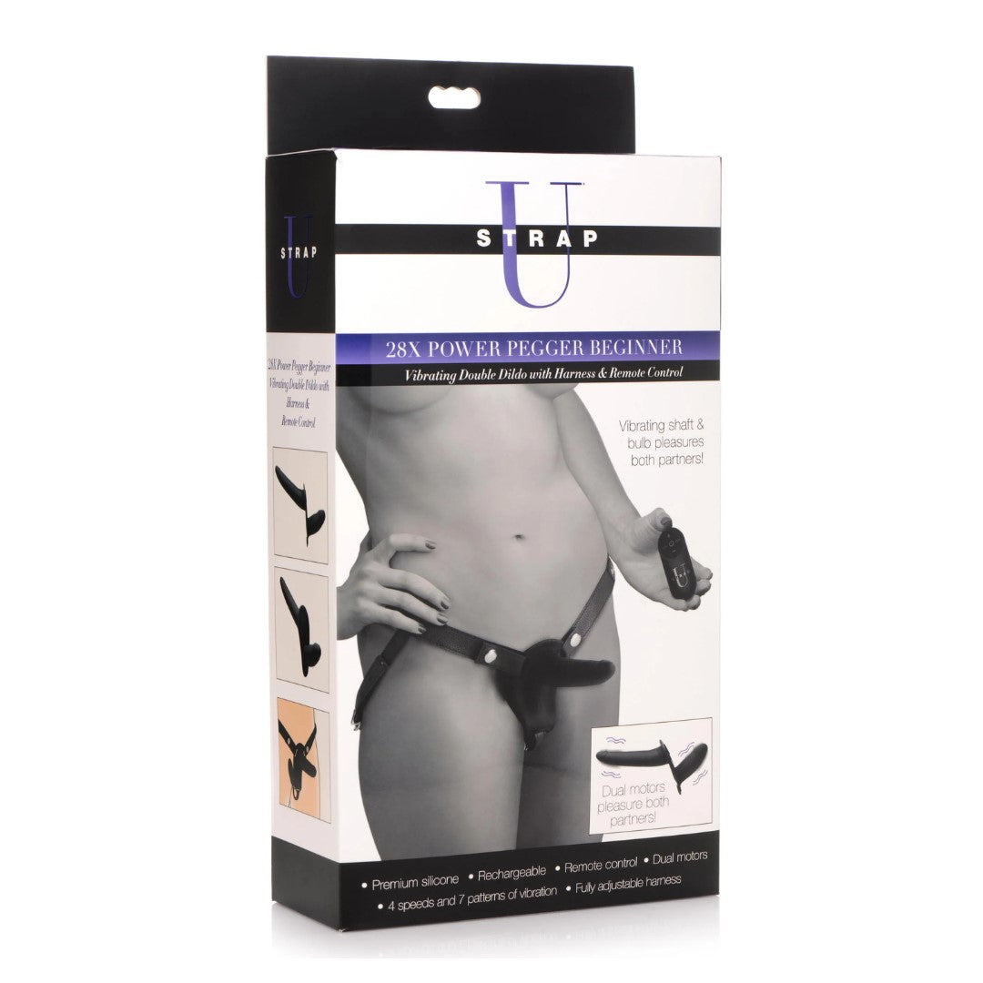 Strap U 28X Power Pegger Beginner Double Dildo with Harness and Remote Control 5.5" / 3.2" inches > Dildos > Strap On Harnesses - Tophatter Daily Deals