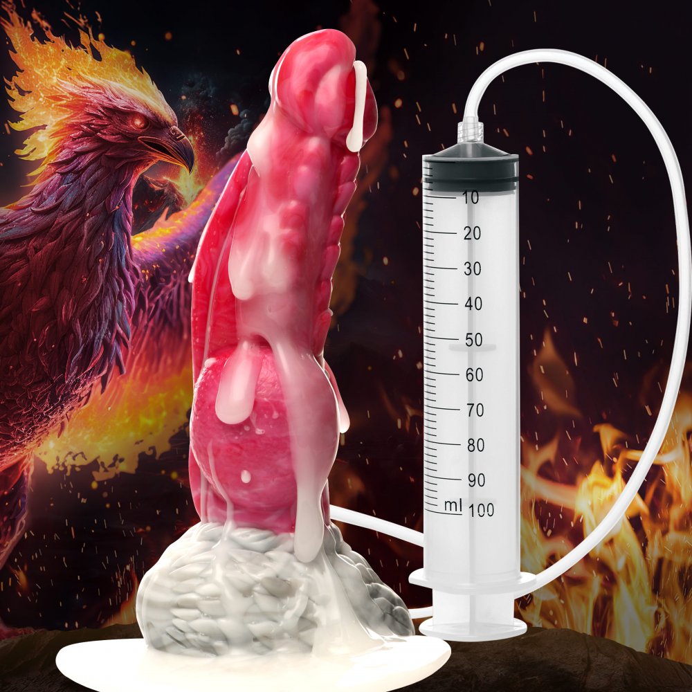 Creature Cocks Resurrector Phoenix Squirting Silicone Dildo - Red/white - Tophatter Daily Deals