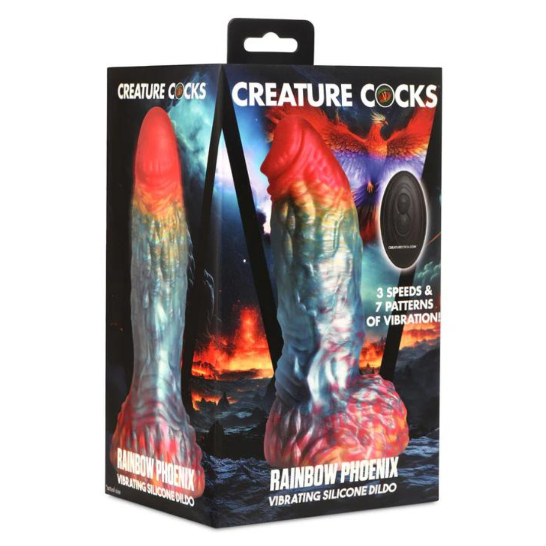Creature Cocks Rainbow Phoenix Remote Vibrating 6.8" Silicone Dildo > Dildos > Fantasy - Tophatter Daily Deals