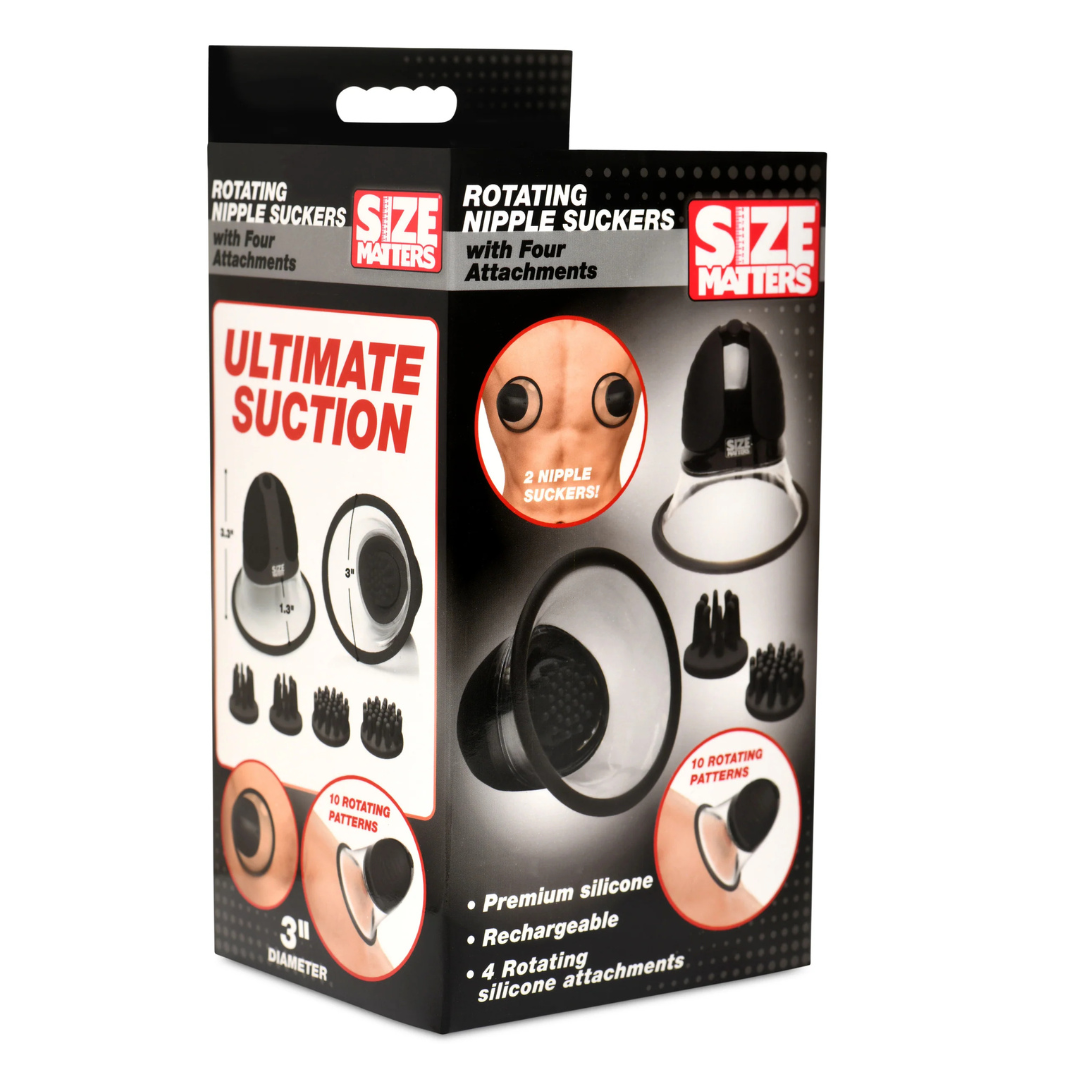 Size Matters 10X Rotating Silicone Nipple Suckers with Attachments – Hands-Free Nipple Stimulator > Sex Toys > Nipple Suckers - Tophatter Daily Deals