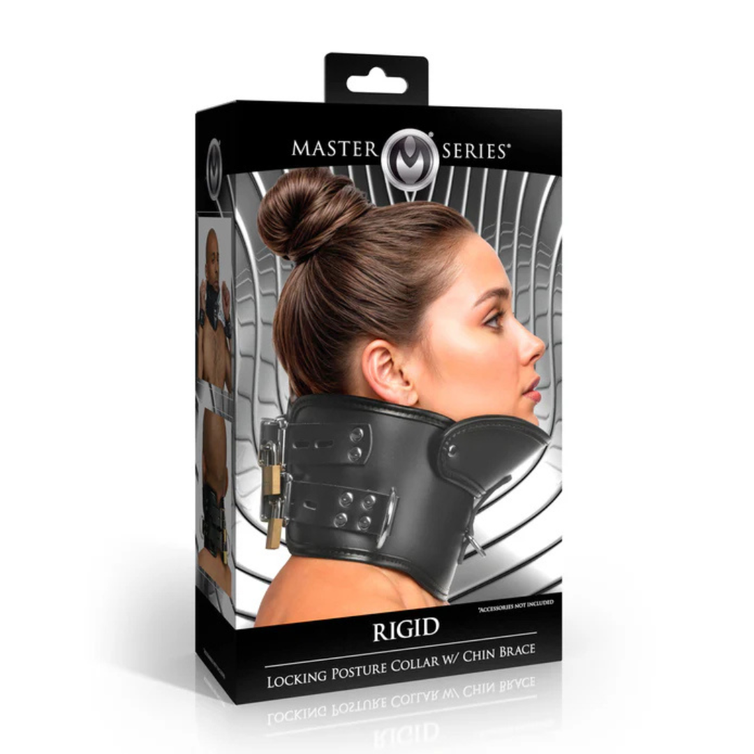 Master Series Rigid Locking Posture Collar with Chin Brace – Adjustable BDSM Collar > Bondage Gear > Collars & Leashes - Tophatter Daily Deals