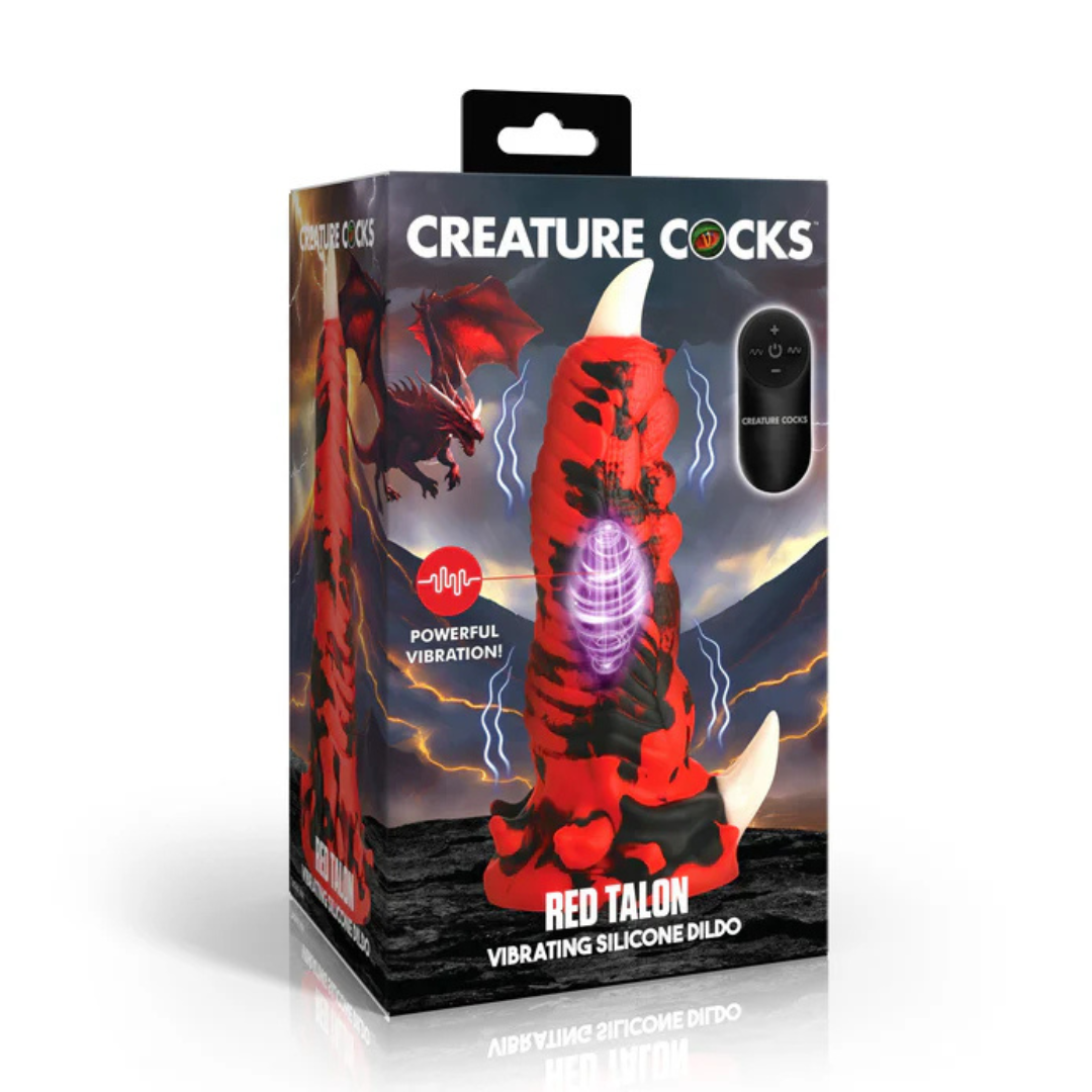 Creature Cocks Red Talon (Red/Black) – Textured Vibrating 7.1" Silicone Dildo > Dildos > Fantasy - Tophatter Daily Deals
