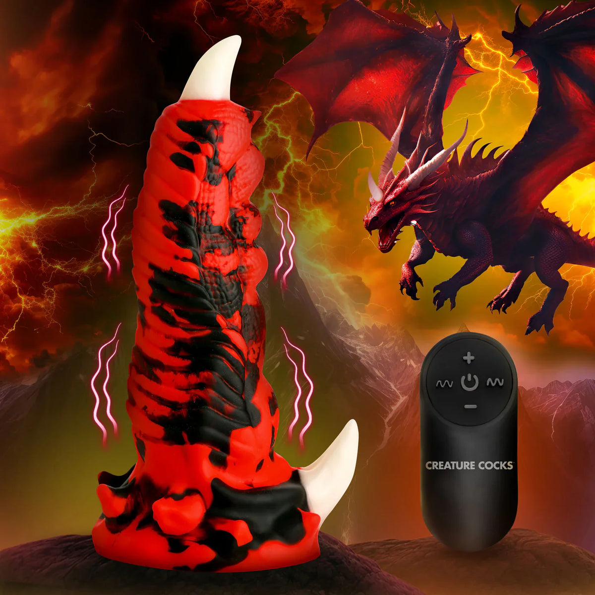 Creature Cocks Red Talon (Red/Black) – Textured Vibrating 7.1" Silicone Dildo > Dildos > Fantasy - Tophatter Daily Deals