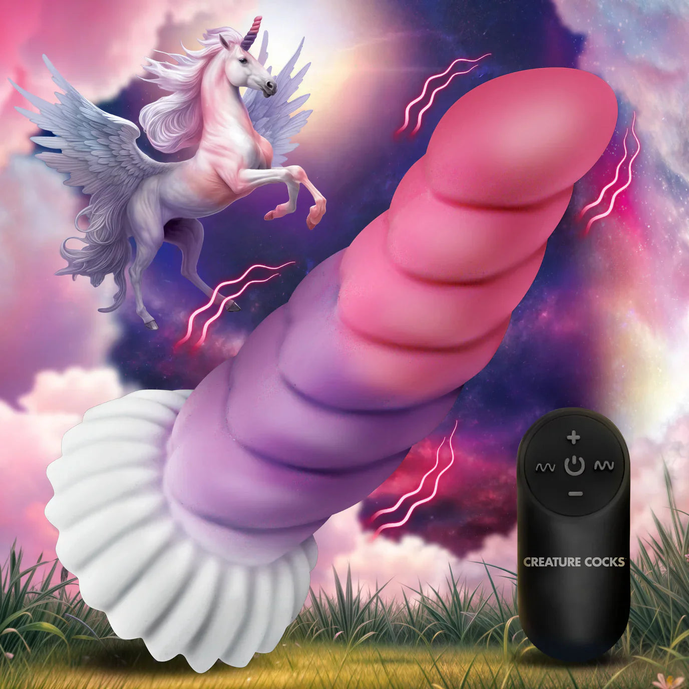 Creature Cocks Cloud Rider Unicorn (Pink Purple White) – 5.6" Vibrating Silicone Dildo > Dildos > Fantasy - Tophatter Daily Deals