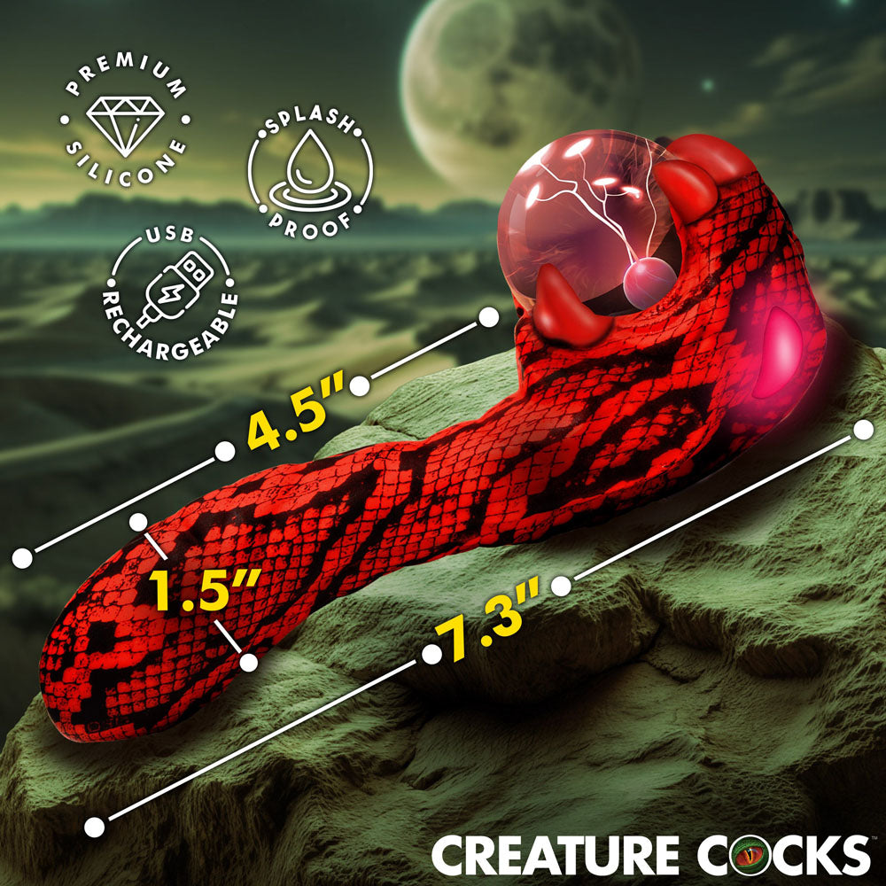 Creature Cocks Cobra (Black and Red) – USB Rechargeable 18.5 cm Fantasy Vibrator > Vibrators > Unconventional - Tophatter Daily Deals