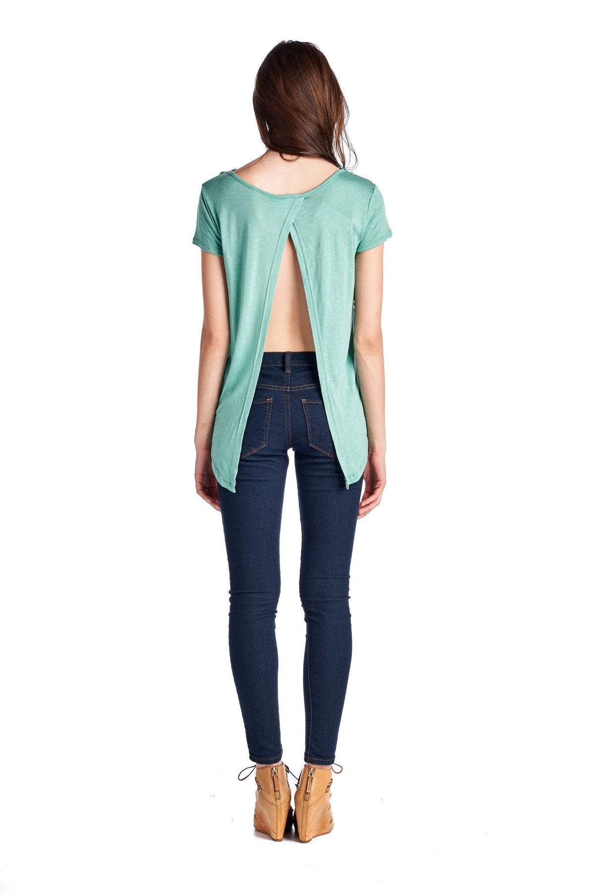 Women's Teal Crochet Accent Split Back Top Tops - Tophatter Daily Deals
