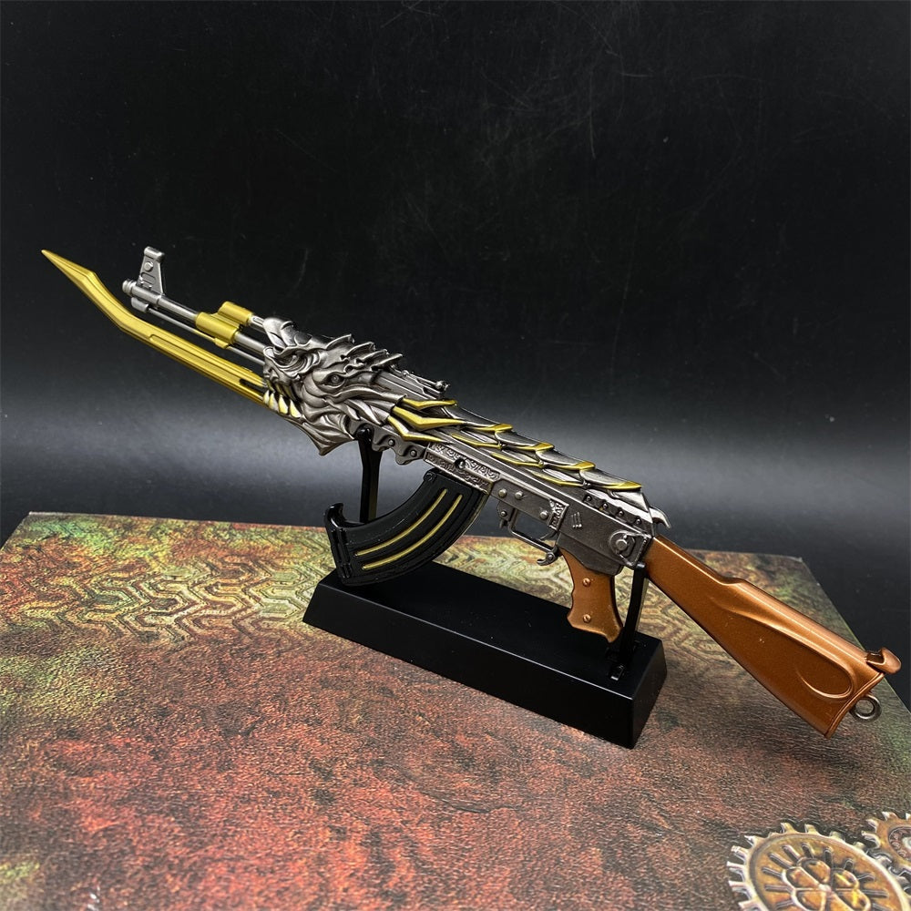 AK47 Fire Kylin Rifle Miniature Metal Gun 17CM/6.7" With Metal Stand - Tophatter Daily Deals