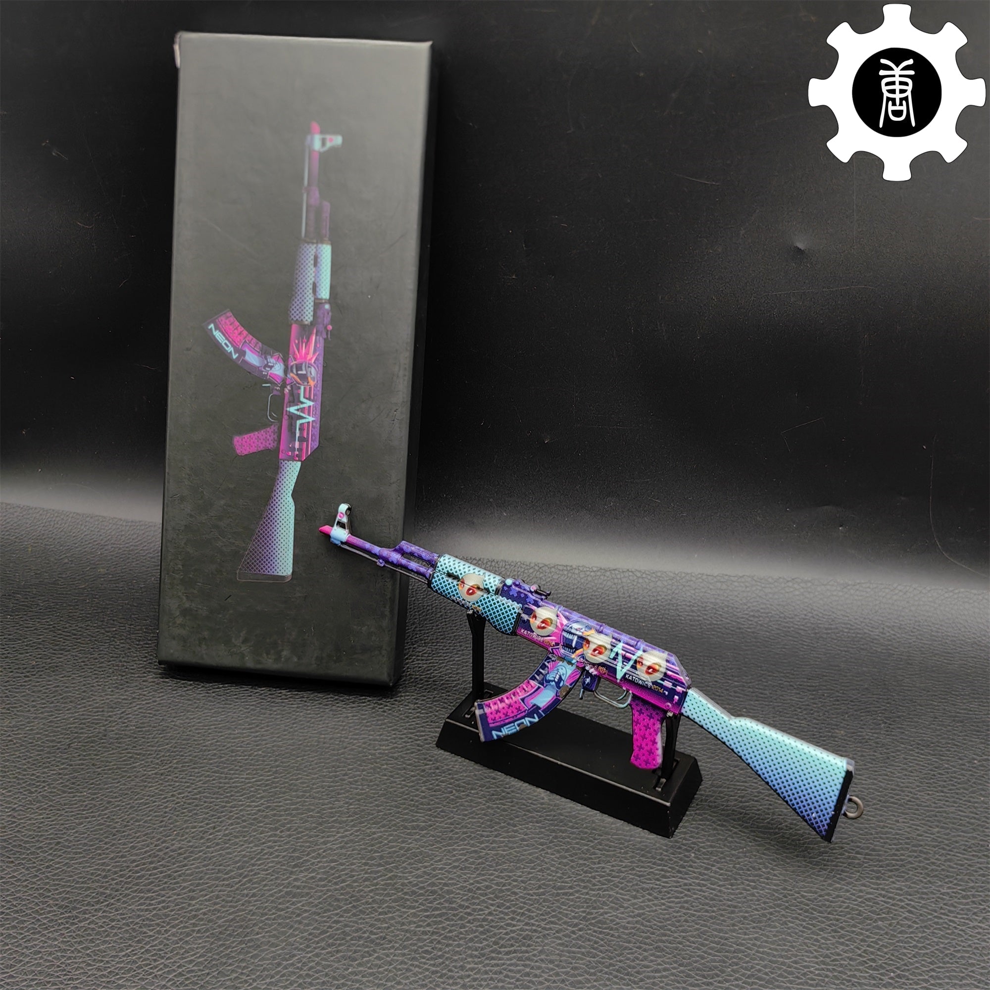 AK47 Neon Rider Metal Miniature Gun With Metal Stand - Tophatter Daily Deals