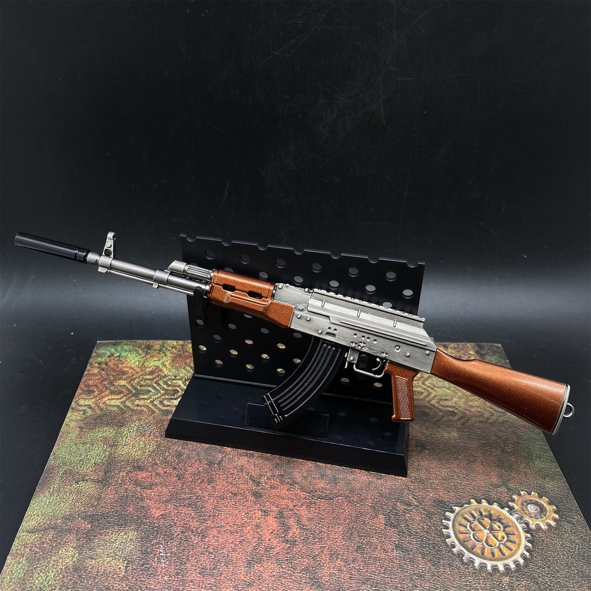AK47 Miniature Metal AKM Gun17CM/6.7" With Plastic Stand - Tophatter Daily Deals
