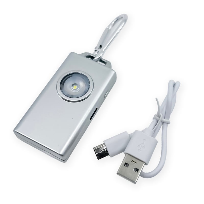 Micro Guard™ Plus Personal Alarm + COB LED Flashlight Silver - Tophatter Daily Deals