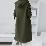 Warm Relaxed Women's Long Hoodie - Zip Front, Knit, Autumn Green - Tophatter Daily Deals