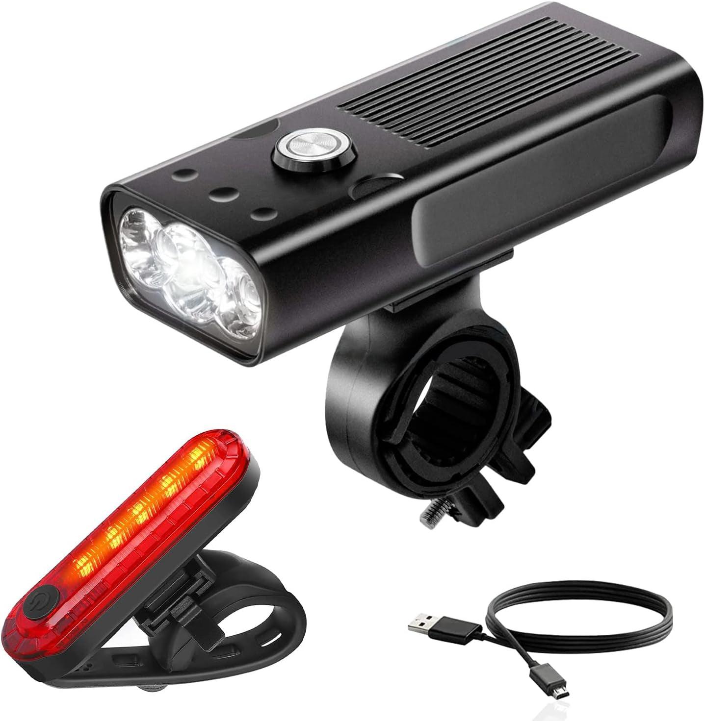 Best Budget MTB Lights UK - Bike Bicycle Premium Aluminium Lights Set Waterproof Rechargeable Powerbank Mountain & Cycling - Tophatter Daily Deals