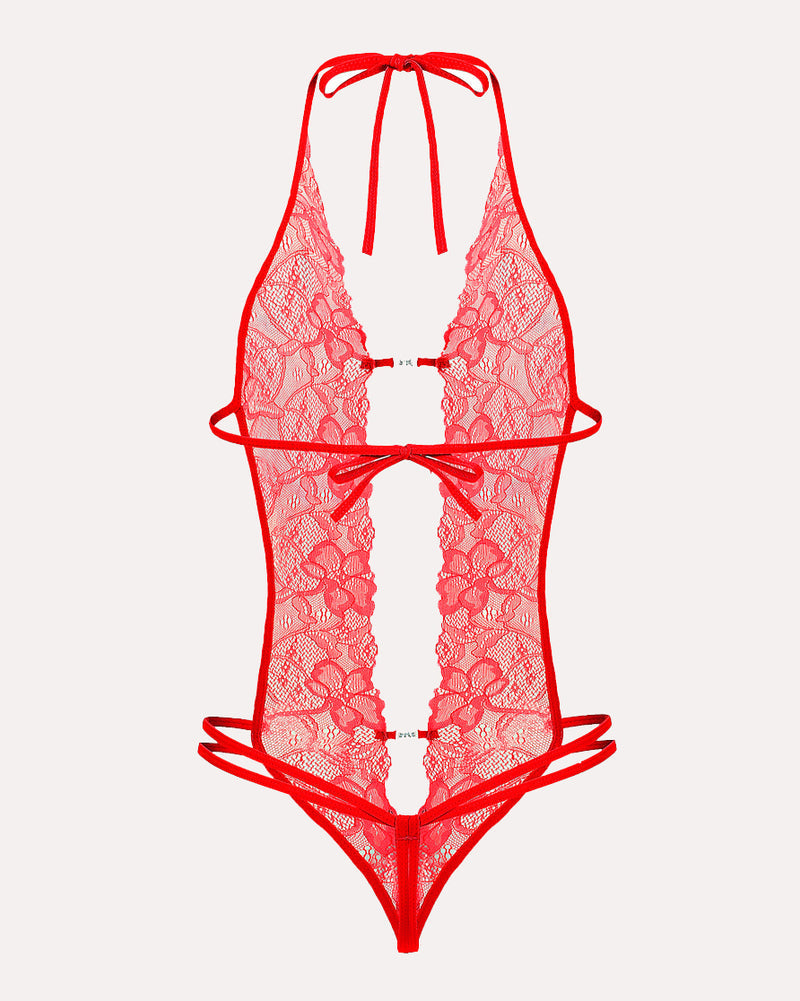 Lace Bodysuit Deep V Teddy (DE Only) Lingeries-Bodysuits - Tophatter Daily Deals