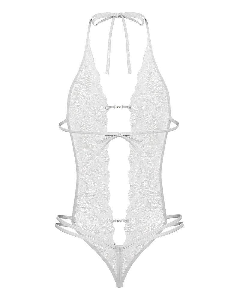 Lace Bodysuit Deep V Teddy (DE Only) Lingeries-Bodysuits - Tophatter Daily Deals