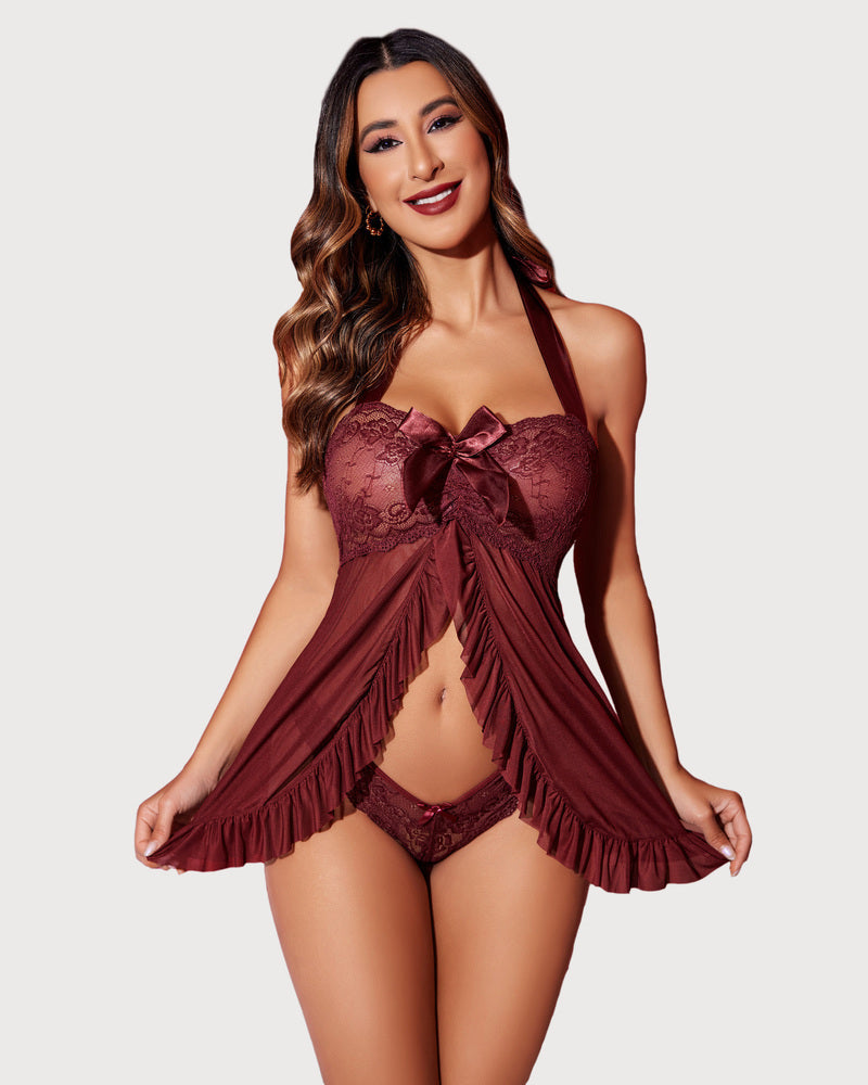 Flash Sale - Lastest Lingerie for Women Burgundy Lingerie-Babydolls - Tophatter Daily Deals