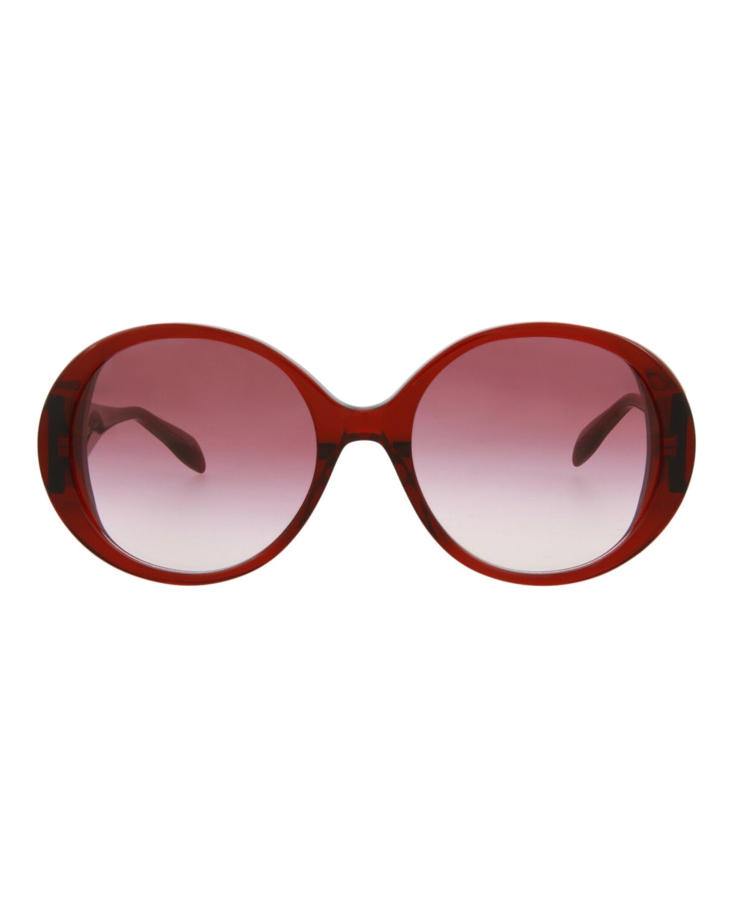 Alexander McQueen Round-Frame Acetate Sunglasses Red Sunglasses - Tophatter Daily Deals