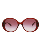 Alexander McQueen Round-Frame Acetate Sunglasses Red Sunglasses - Tophatter Daily Deals