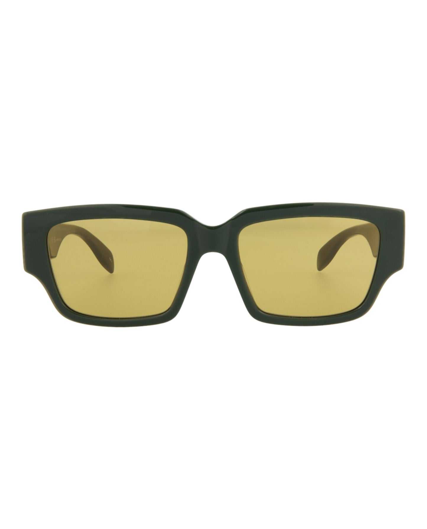 Alexander McQueen Square/Rectangle-Frame Acetate Sunglasses Green Sunglasses - Tophatter Daily Deals