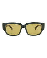 Alexander McQueen Square/Rectangle-Frame Acetate Sunglasses Green Sunglasses - Tophatter Daily Deals
