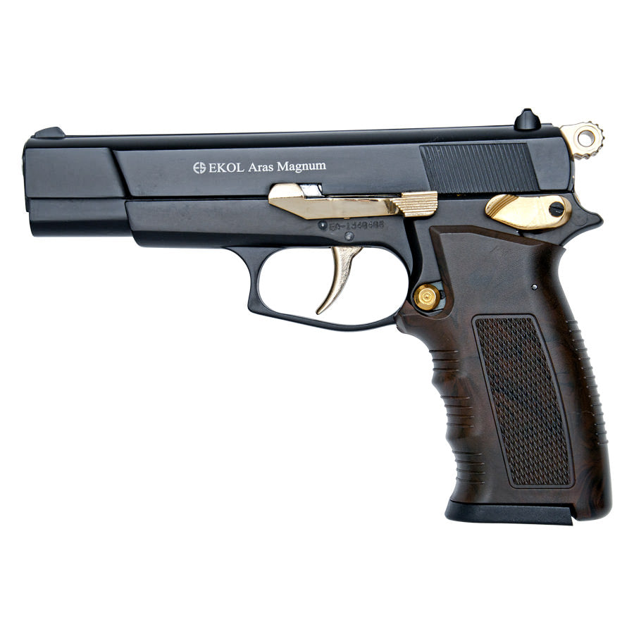 ARAS Magnum HP Black With Gold Fittings Blank Firing Replica Gun Collectible Weapons - Tophatter Daily Deals