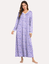 Long Sleeve Front Pleated Nightgown (US Only) Sleepwear & Loungewear - Tophatter Daily Deals