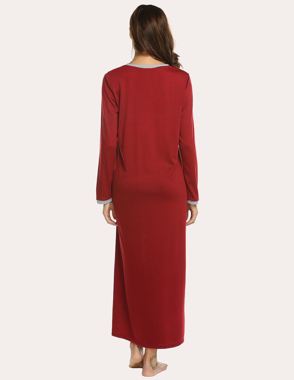 Long Sleeve Front Pleated Nightgown (US Only) Sleepwear & Loungewear - Tophatter Daily Deals