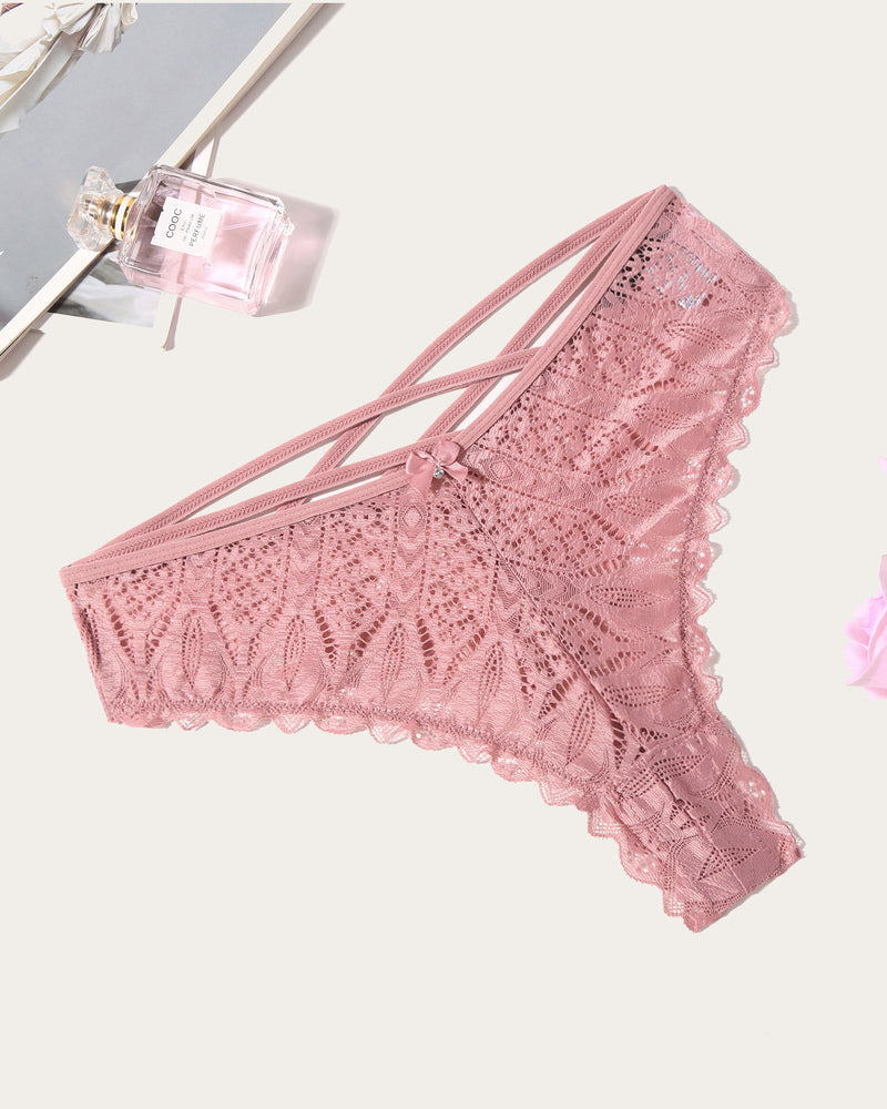 Cheeky Lace Criss Cross Panties Dark Pink Lingeries-panties - Tophatter Daily Deals