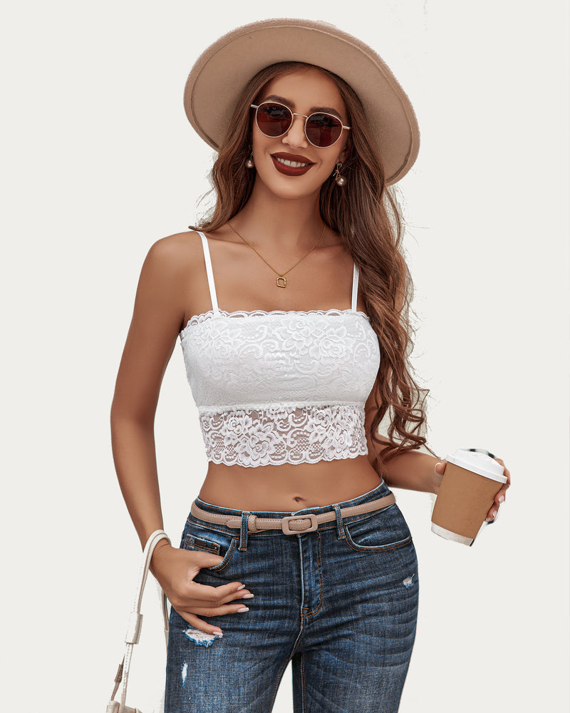 Lace Tank Top Tube Basic Bralette (DE Only) Lingeries-Crop tops - Tophatter Daily Deals
