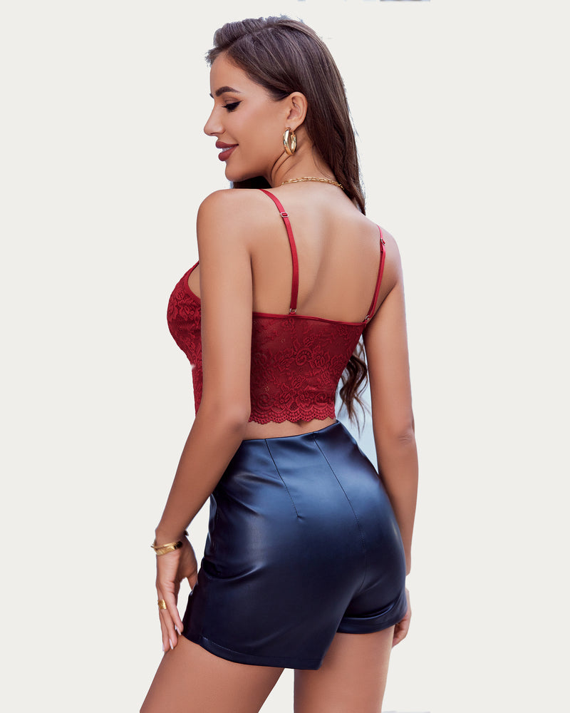 Lace V Neck Bralette Top (DE Only) Lingeries-Crop tops - Tophatter Daily Deals