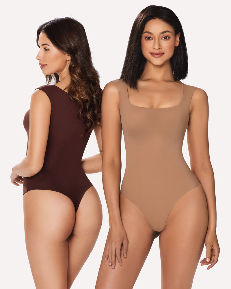 Square Neck Double Lined Bodysuit (DE Only) Lingeries-Bodysuits - Tophatter Daily Deals