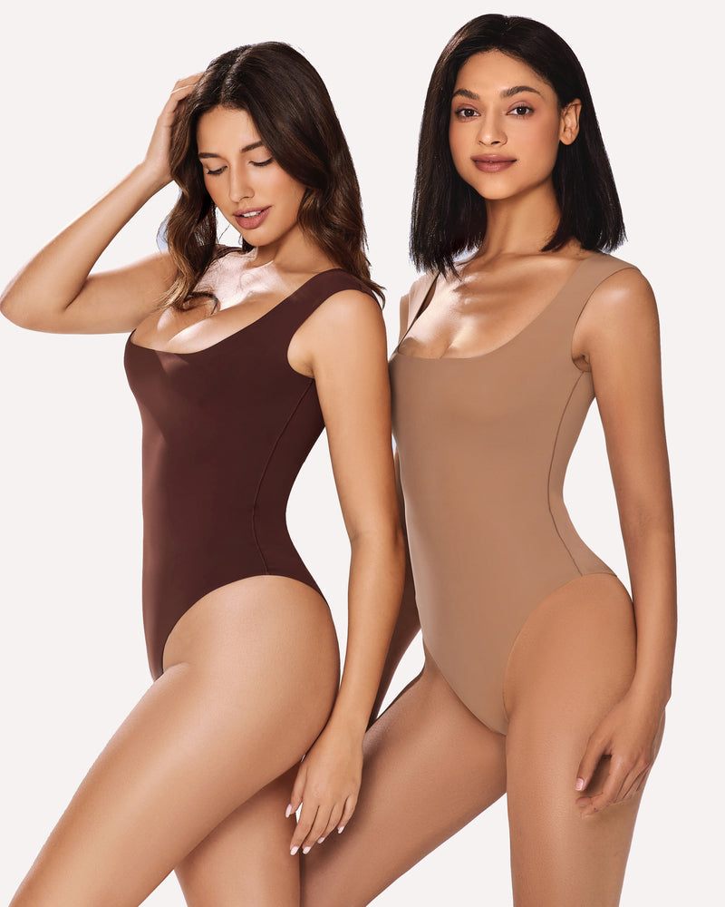 Square Neck Double Lined Bodysuit (DE Only) Lingeries-Bodysuits - Tophatter Daily Deals