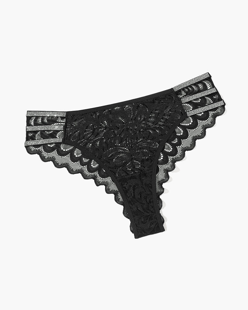 Lace Glitter Panty Black Lingeries-panties - Tophatter Daily Deals